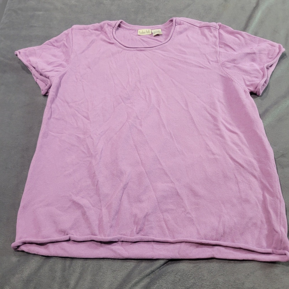 Linden Hill Womens Purple Knit Short‎ Sleeve Crew Neck Top Size Large RN 17730